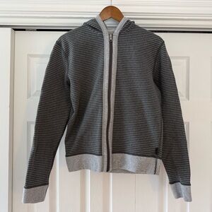 Boss Gray & Light Gray Striped Zip Hoodie